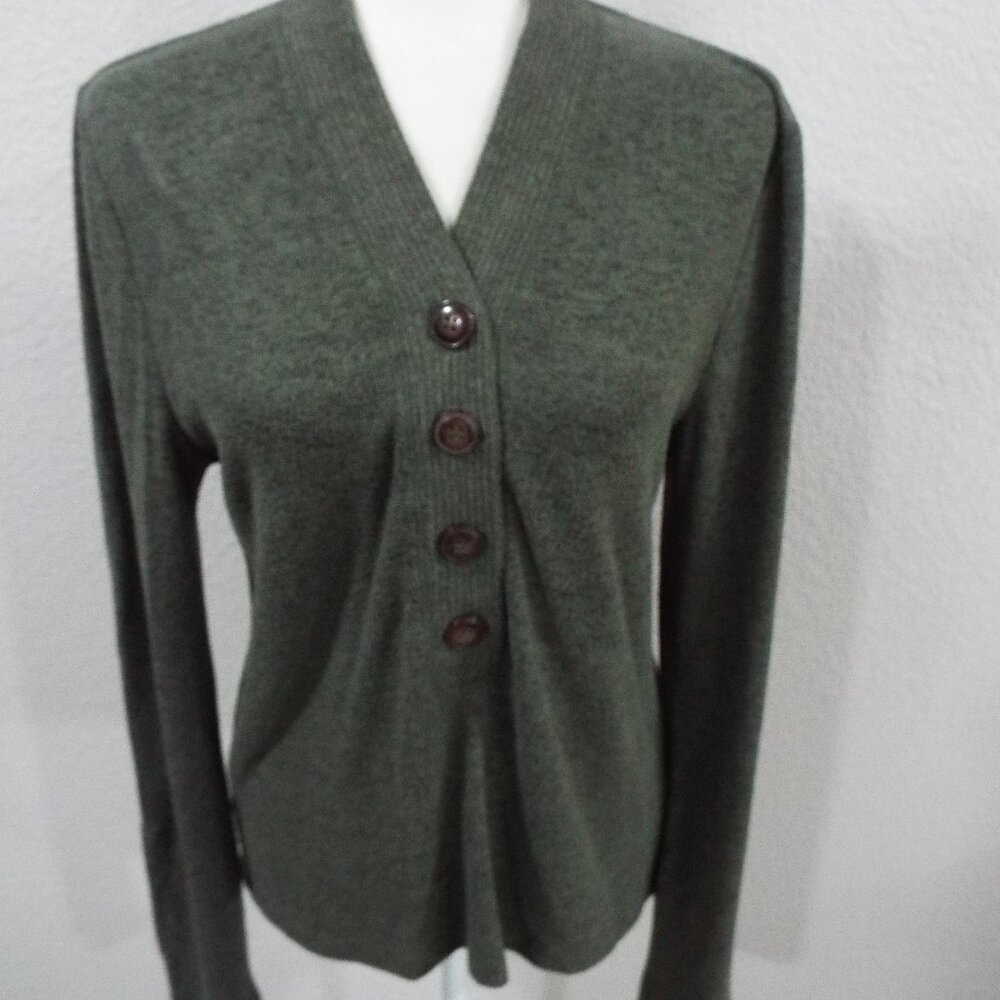 Anthropologie Saturday/Sunday Women's Sweater Green Solid Long Sleeve Knit Sz M